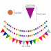 ZERODECO Party Decoration, 21 Pcs Multi-color Hanging Paper Fans, Pom Poms Flowers, Garlands String Polka Dot and Triangle Bunting Flags for Birthday Parties, Wedding Décor, Fiesta or Mexican Party