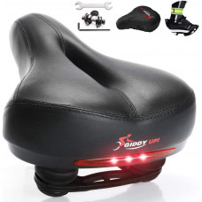 Giddy Up! Bike Seat - Most Comfortable Memory Foam Waterproof Bike Saddle, Universal Fit, Shock Absorbing Including Mounting Wrench - Allen Key - Reflective Band and Waterproof Protection Cover